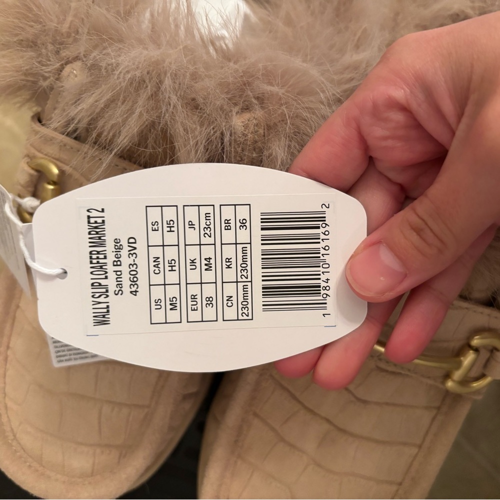 Hey Dude Faux Fur Trimmed Loafers in Tan and Gold - Picture 5 of 8